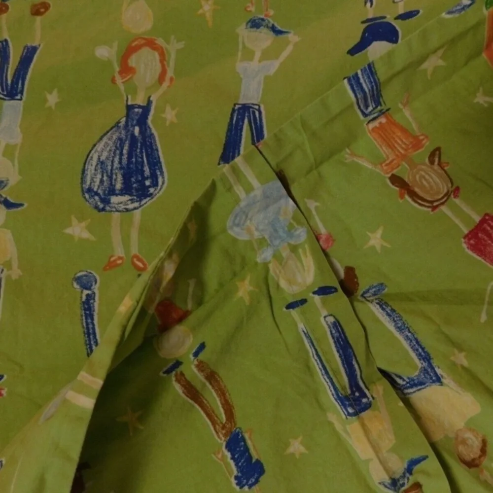 Pottery Barn happy children twin Duvet‎ Cover & Pillow Sham printed green unisex